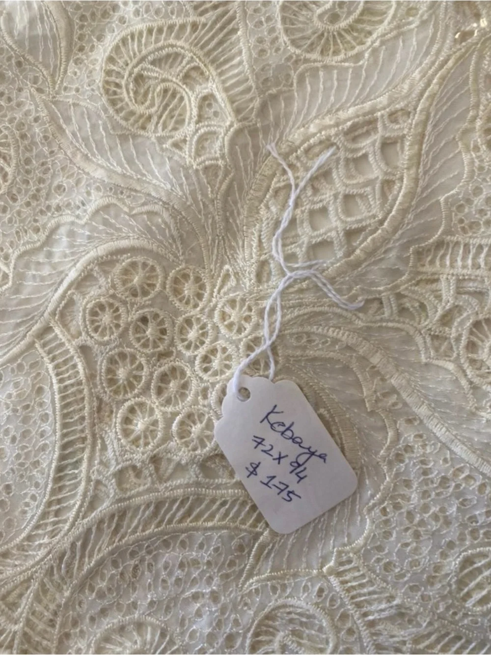 Vintage Tablecloth 72”x94” ecru/ cream